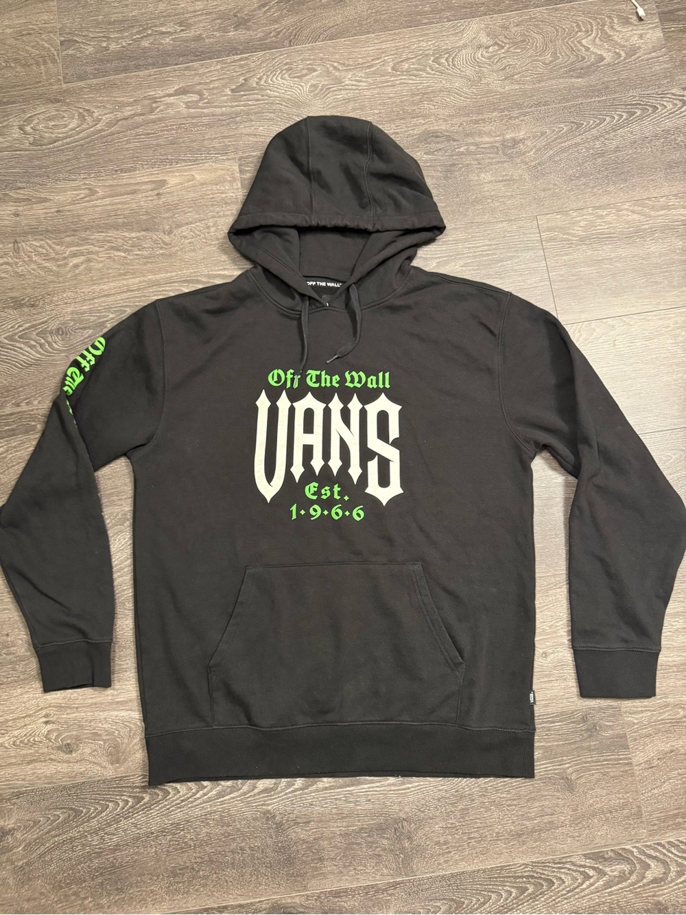 Vans Black Hoodie with Neon Green Graphic - Picture 2 of 9